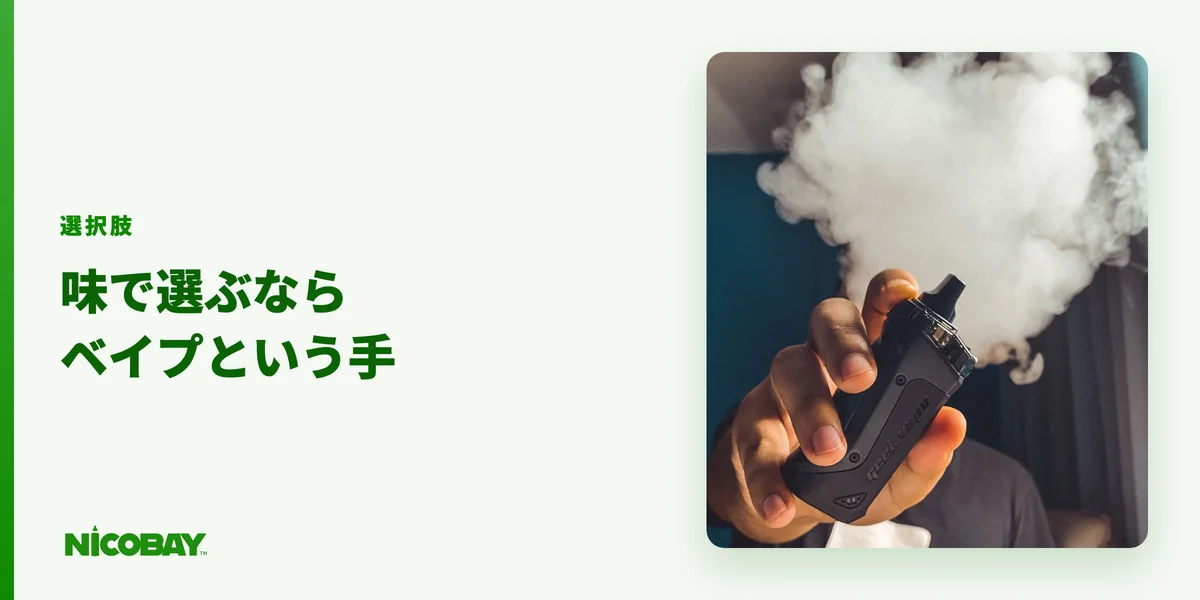 新作を待つよりフレーバーで選ぶという発想とニコチンベイプの選択肢を示す見出し画像